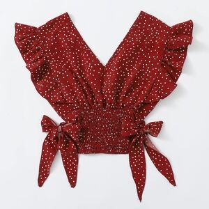 Red Polka Dot Ruffle Top